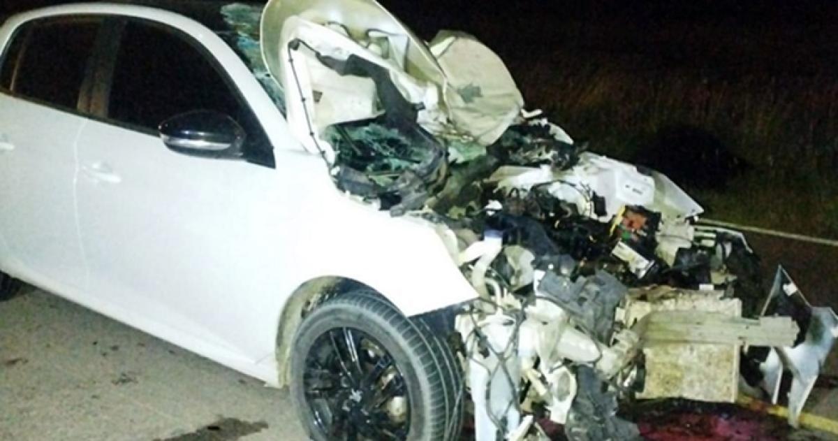 Un auto chocó contra un ternero en la Ruta 35 