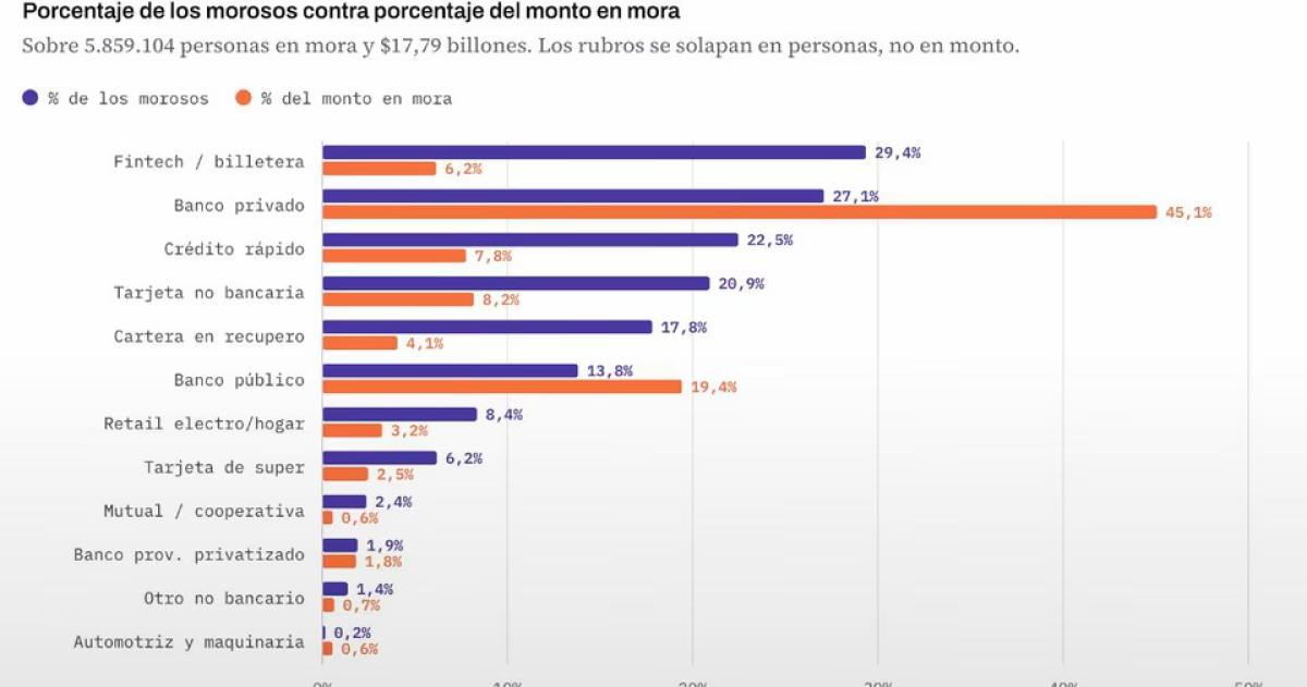 Radiografía de la mora: 5,86 millones de argentinos registran deudas atrasadas