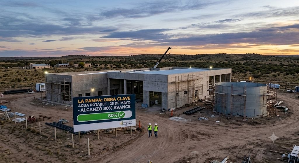 La Pampa: una obra clave para el agua potable en 25 de Mayo ya alcanzó el 80% de avance