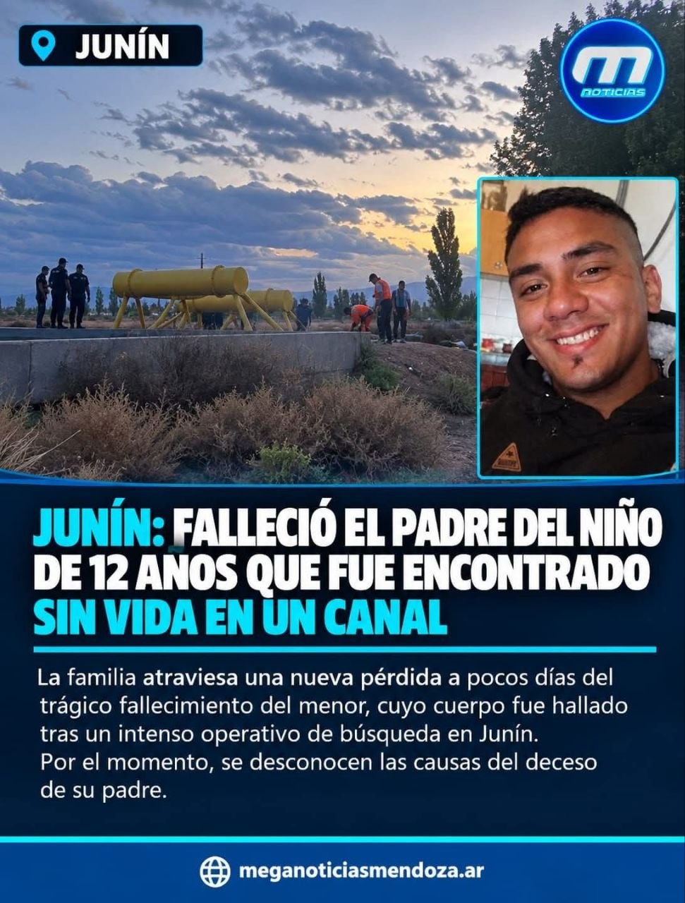 Tragedia y conmoción en Junín: murió el padre del niño que se ahogó en un canal de riego apenas tres días después de perder a su hijo