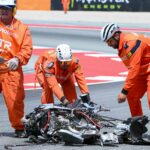 El grave accidente de Álex Márquez en el MotoGP de Catalunya:  sufrió una dura caída y la carrera fue interrumpida