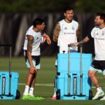 El entrenamiento de la selección argentina: Messi practicó diferenciado y Dibu Martínez, sin guantes